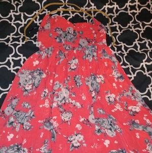 Flowy Hot Coral Floral Dress